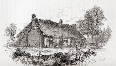 Huis van Samuel Butler, Pershore, Worcestershire, Engeland. Samuel Butler, 1613-1680. Engelse dichter en satiricus, uit Old England: A Pictorial Museum, uitgegeven 1847 door English School